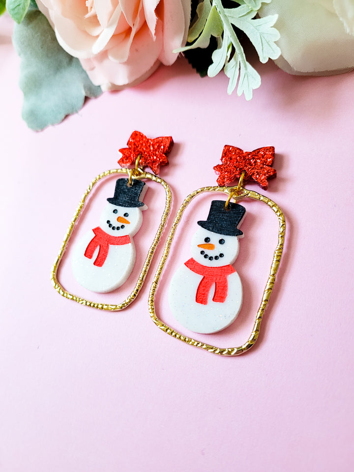 Framed Snowman Earrings- Digital Cut File