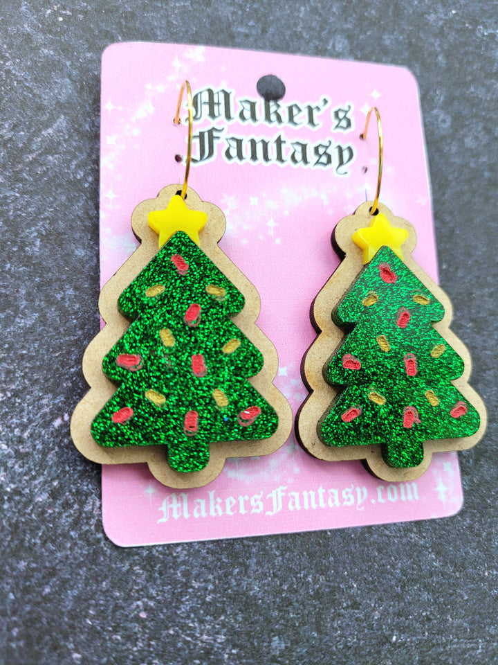 Christmas Tree Cookie Earrings