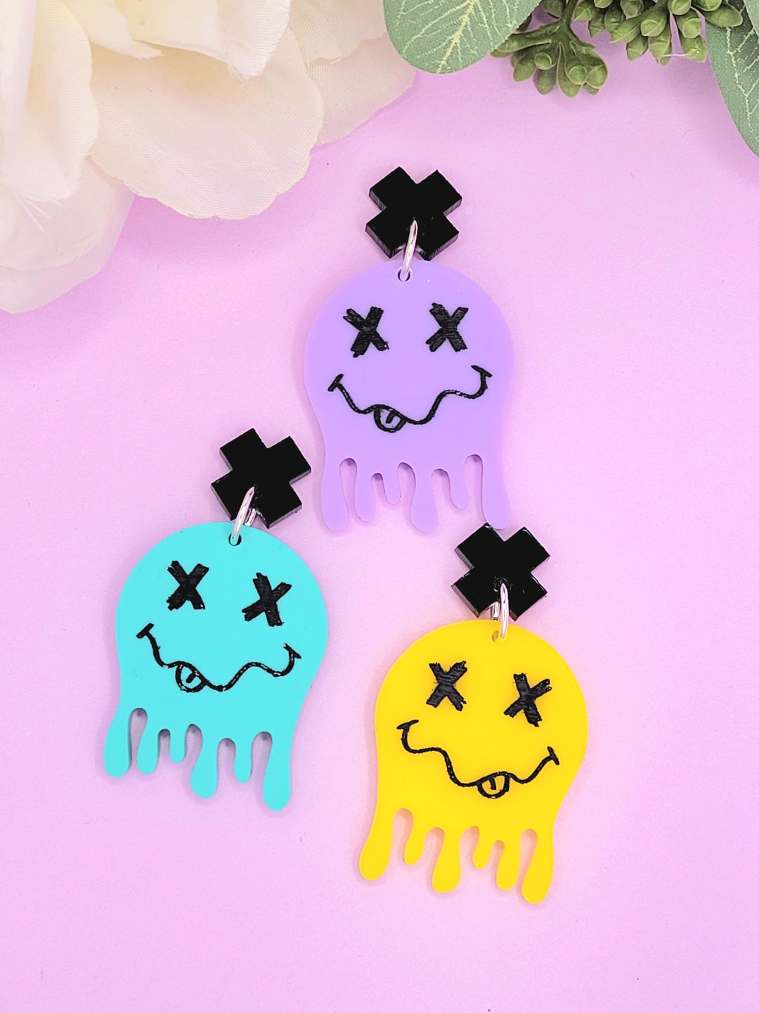 Trippy Drippy Smiley Earrings