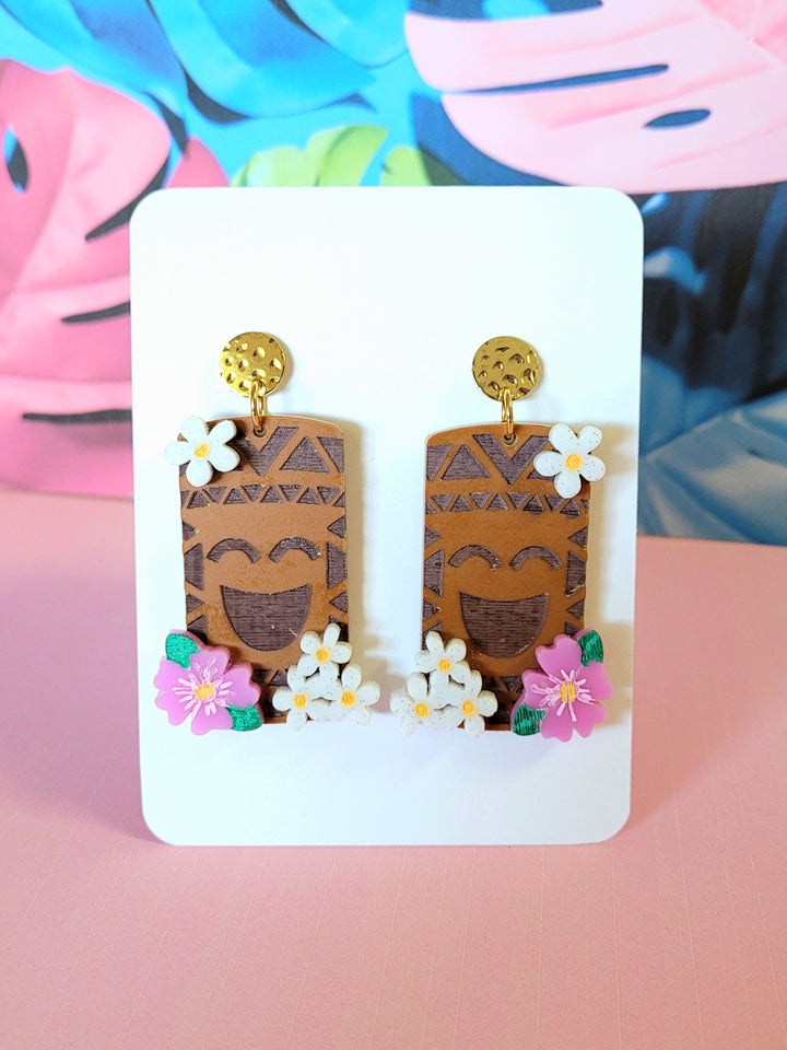 Happy Tiki Guy Earrings- Digital Cut File