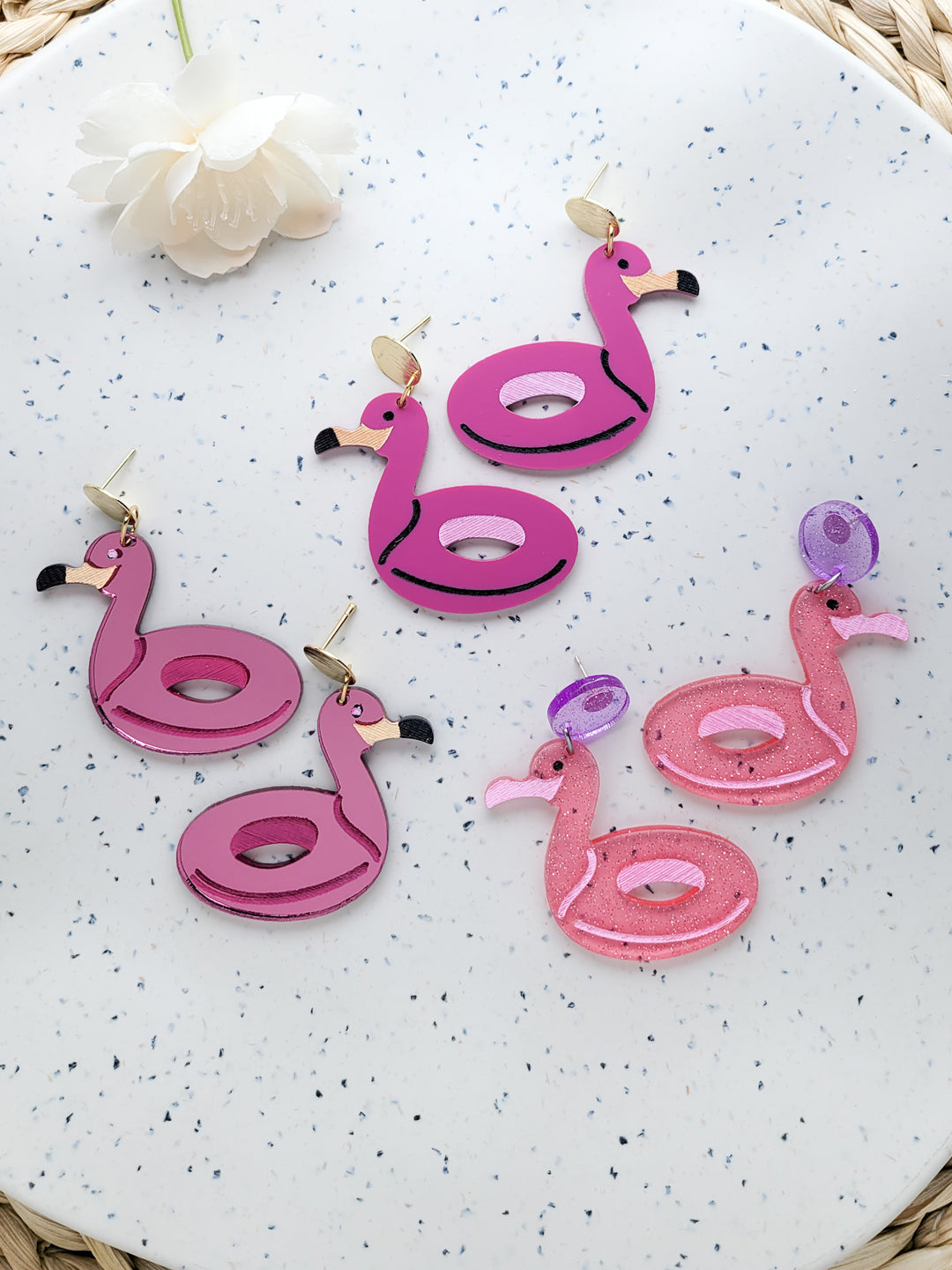 Flamingo Pool Float Earrings