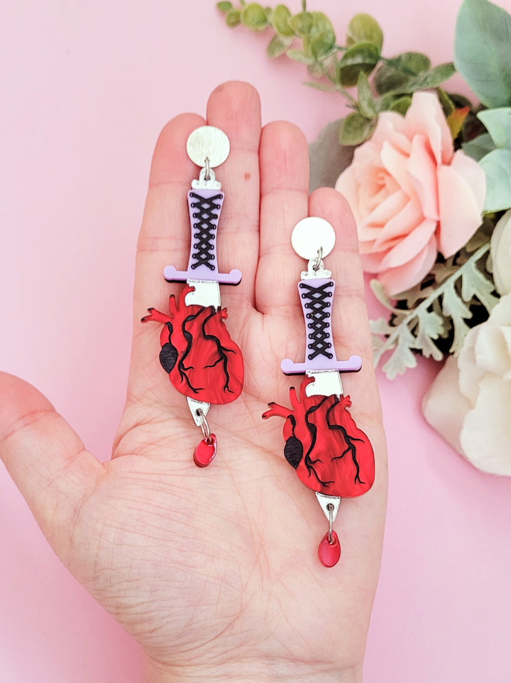 Stabbed Heart Layered Earrings - Digital Download