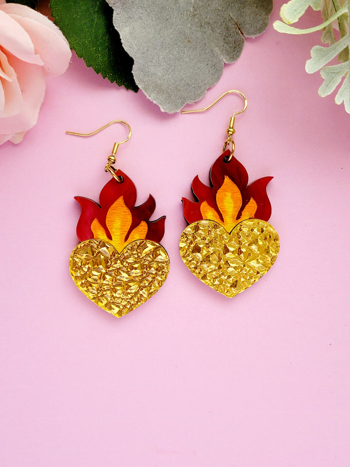 Flaming Heart Earrings- Digital Cut File