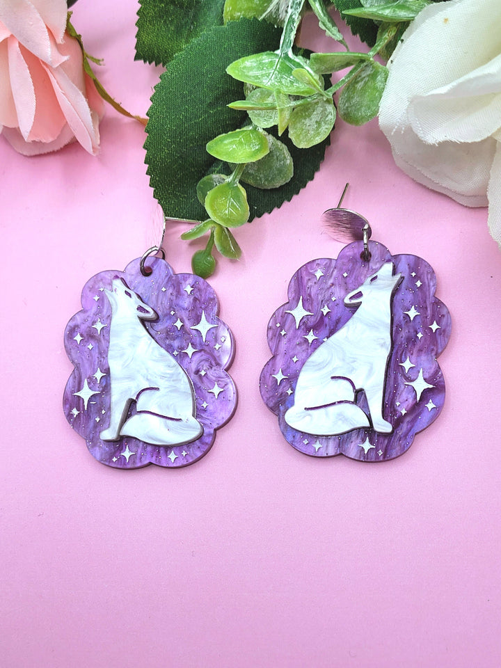 Starry Night Wolf Earrings- Digital Cut File