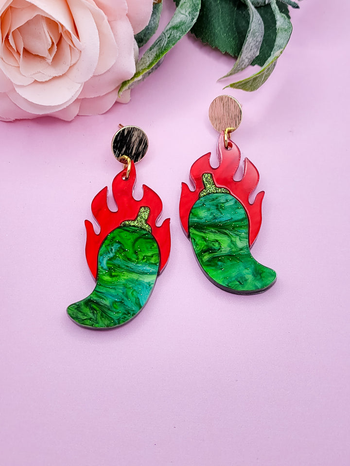 Flaming Chili Pepper Earrings- Digital Cut File