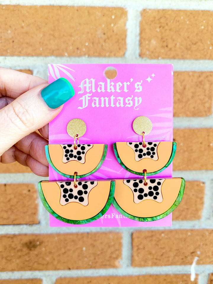 Stacked Papaya Earrings- Digital Cut File