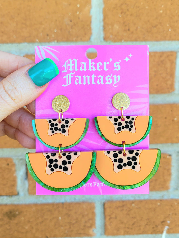 Stacked Papaya Earrings- Digital Cut File