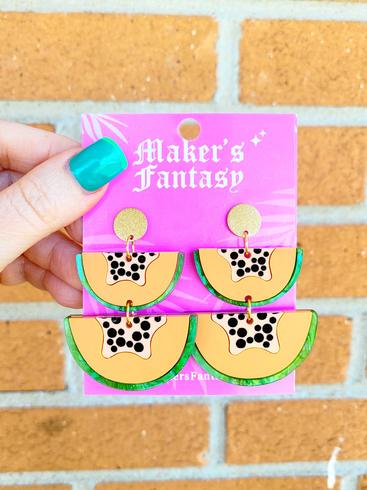 Stacked Papaya Earrings- Digital Cut File