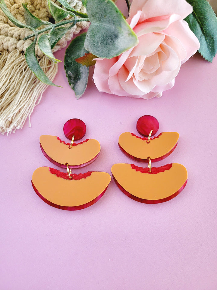 Stacked Nectarine Earrings- Digital Cut File