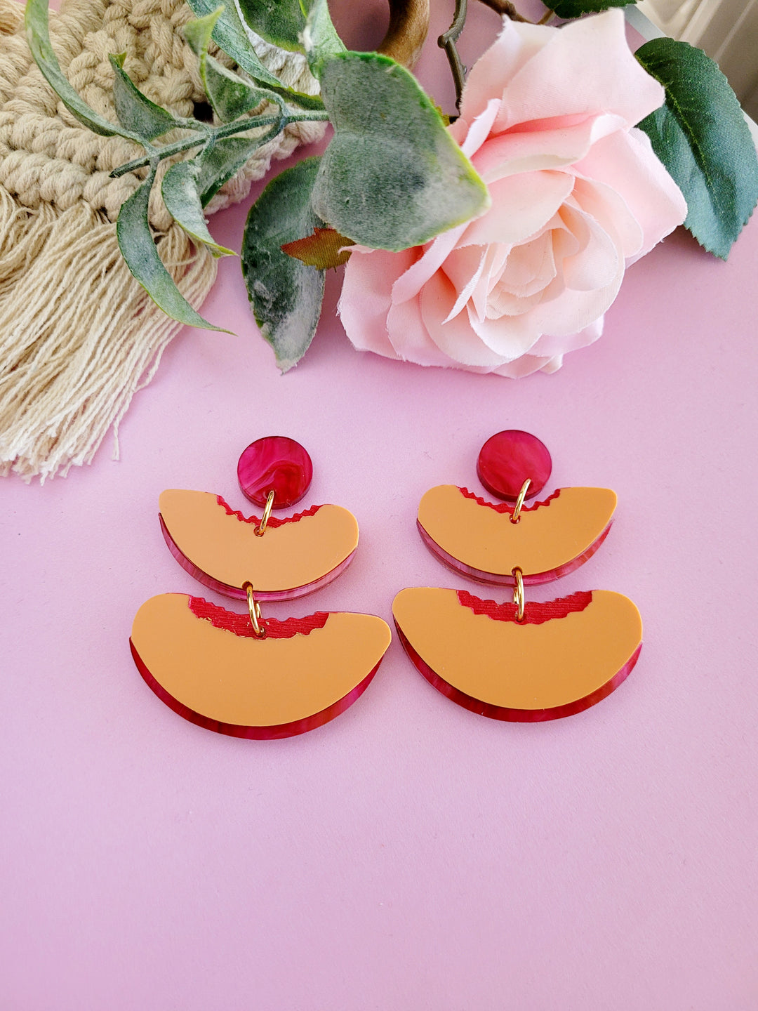 Stacked Nectarine Earrings- Digital Cut File