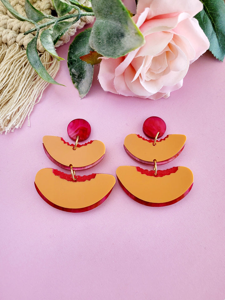 Stacked Nectarine Earrings- Digital Cut File