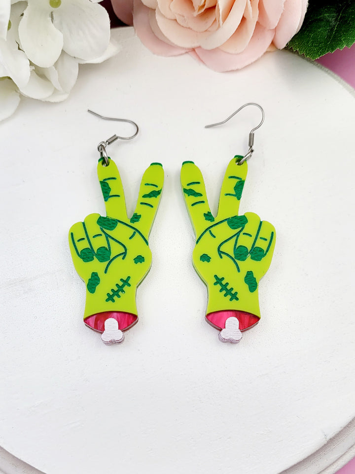 Zombie Peace Sign Earrings- Digital Cut File