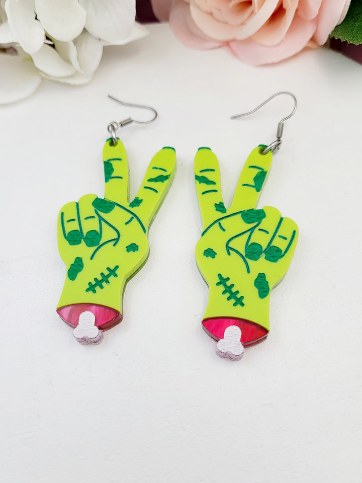 Zombie Peace Sign Earrings- Digital Cut File