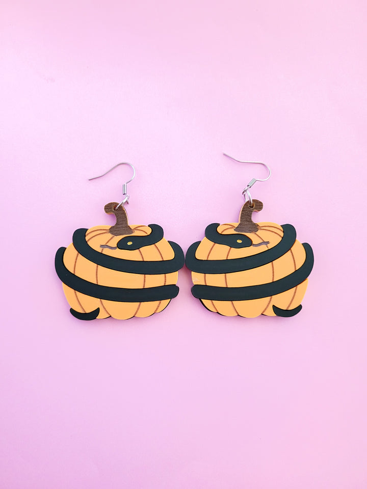 Pumpkin with Snake Earrings- Digital Cut File