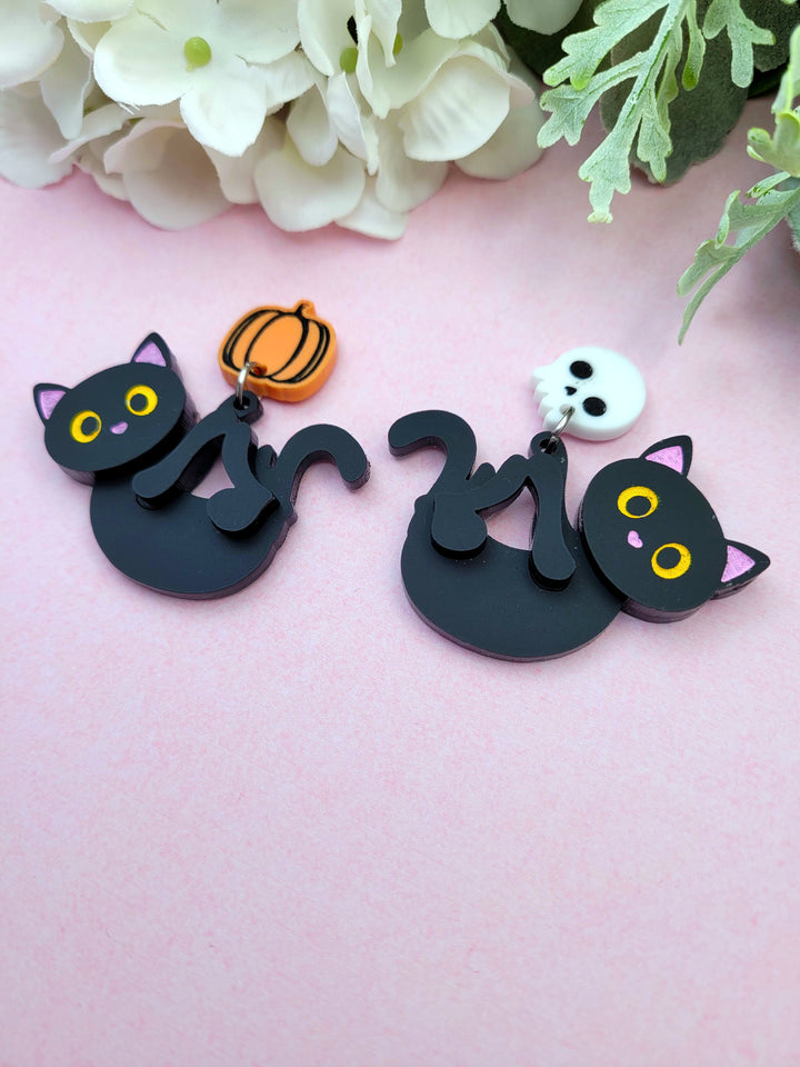 Playful Halloween Cat Earrings- Digital Download