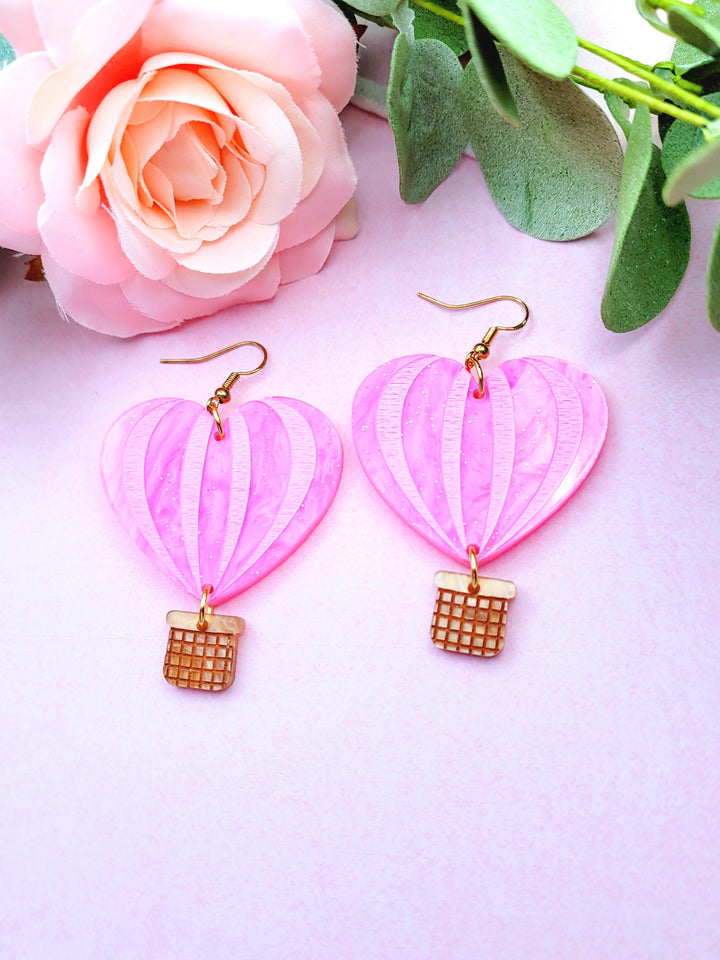 Heart Air Balloon Earrings- Digital Cut File