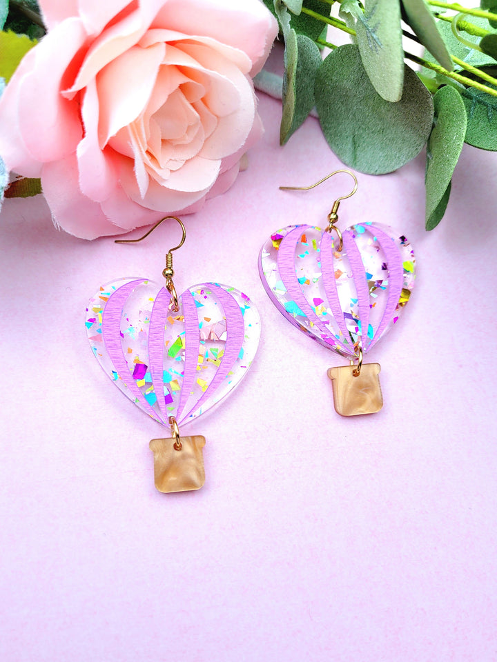 Heart Air Balloon Earrings- Digital Cut File