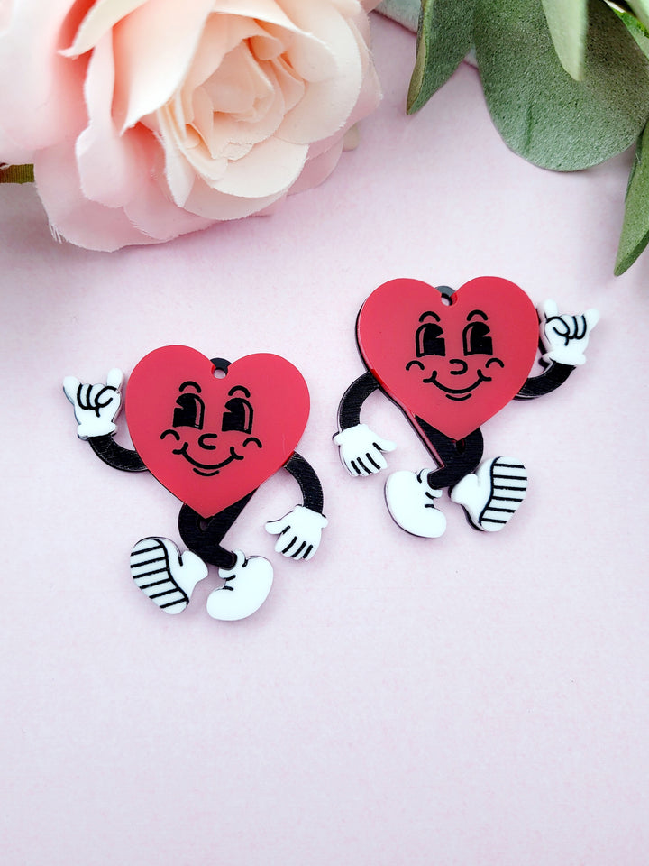 Retro Walking Heart Earrings- Digital Cut File