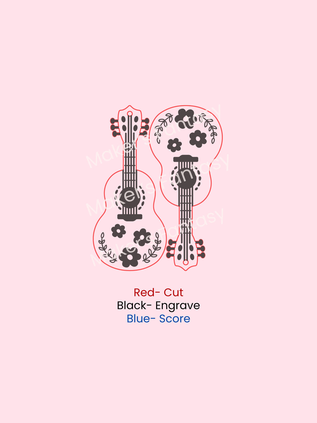 Acoustic Guitar Earrings- Digital Cut File