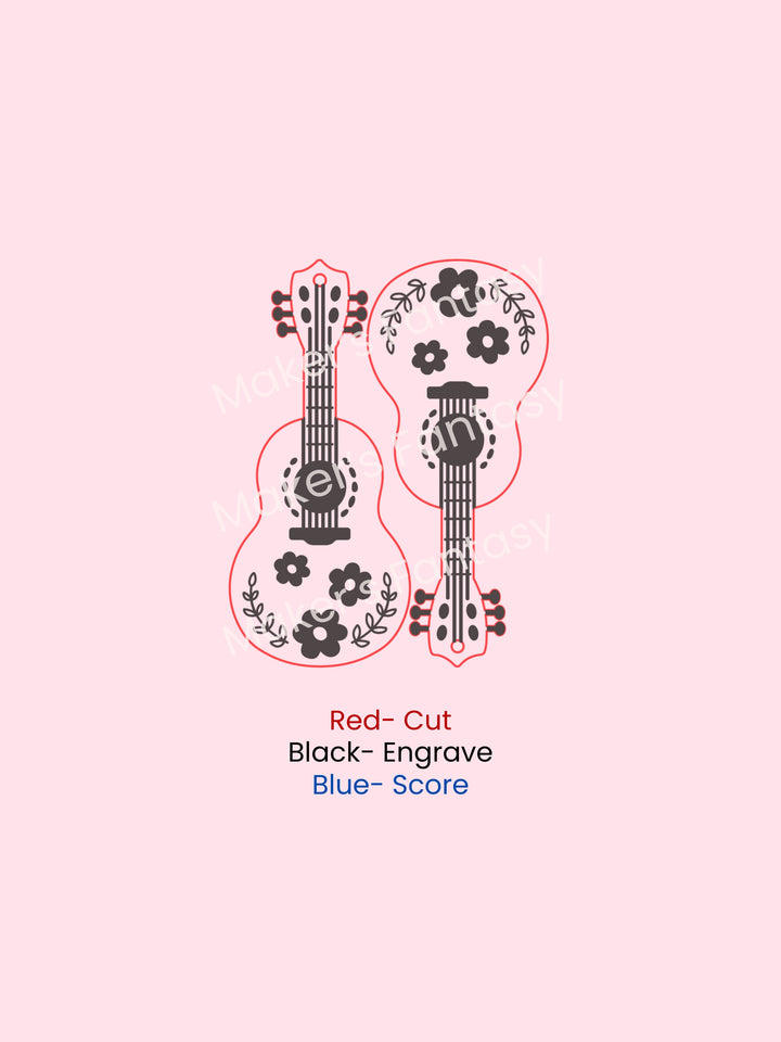 Acoustic Guitar Earrings- Digital Cut File