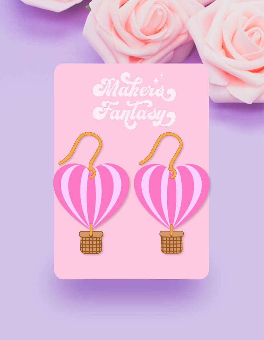 Heart Air Balloon Earrings- Digital Cut File
