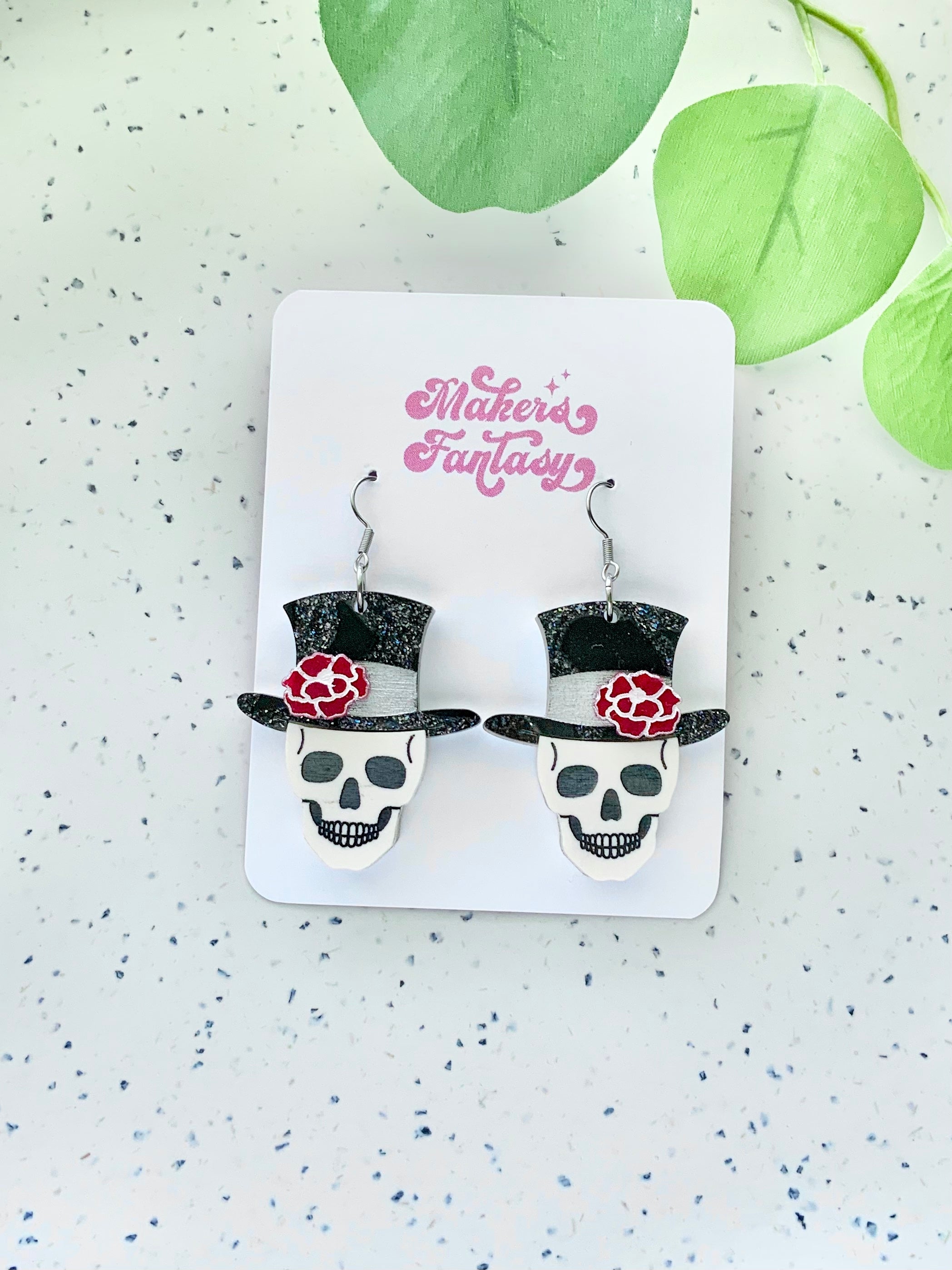 SKULL good HAT EARRINGS