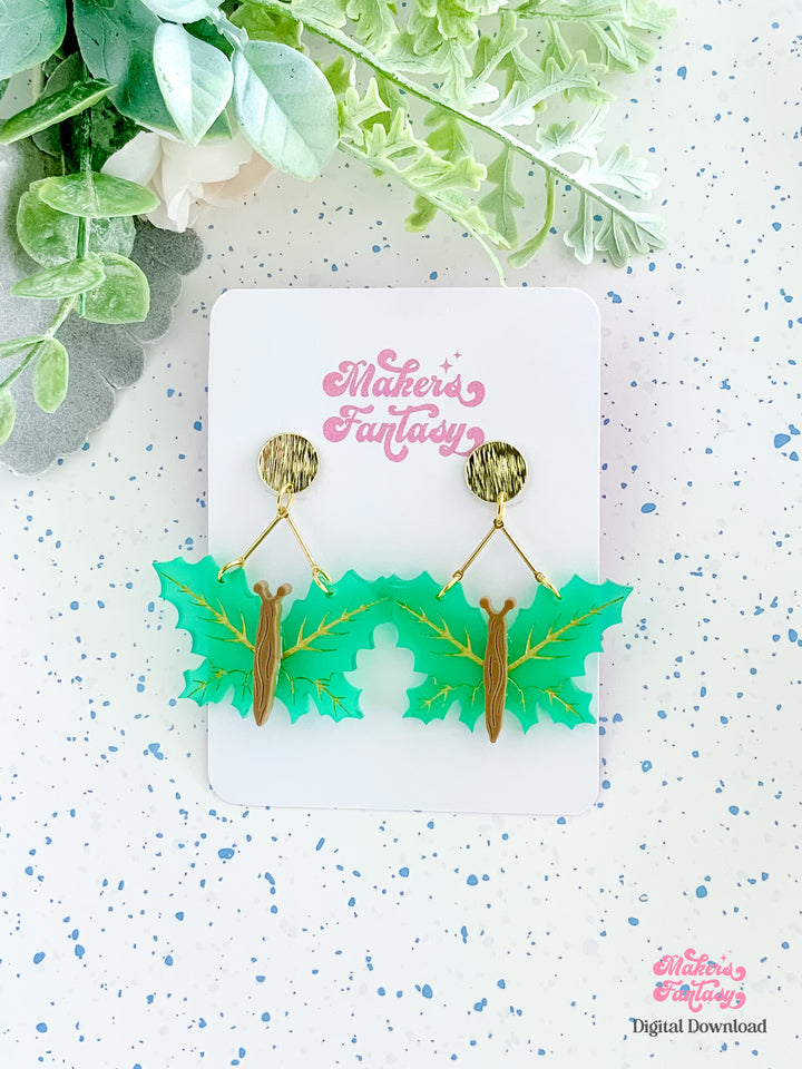 Leaf Butterfly Earrings- Digital Cut File