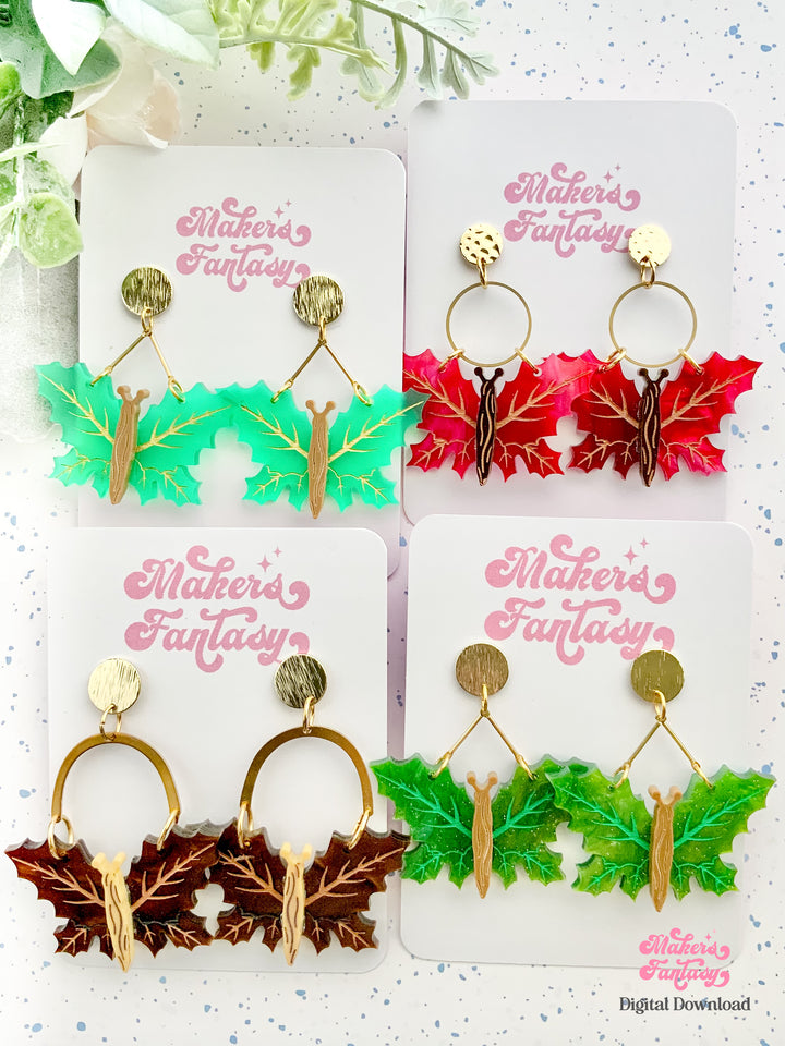 Leaf Butterfly Earrings- Digital Cut File