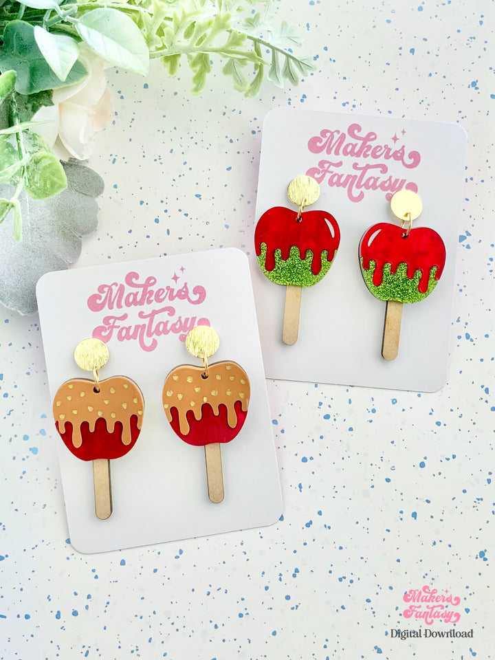 Caramel & Candy Apple Earrings- Digital Cut File