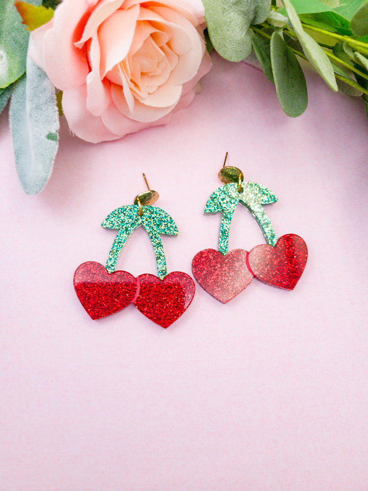 Heart Cherry Earrings- Digital Cut File