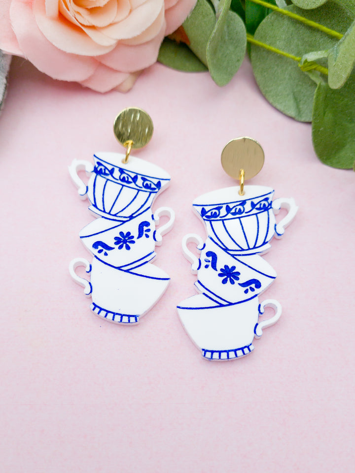 Stacked Teacup Earrings