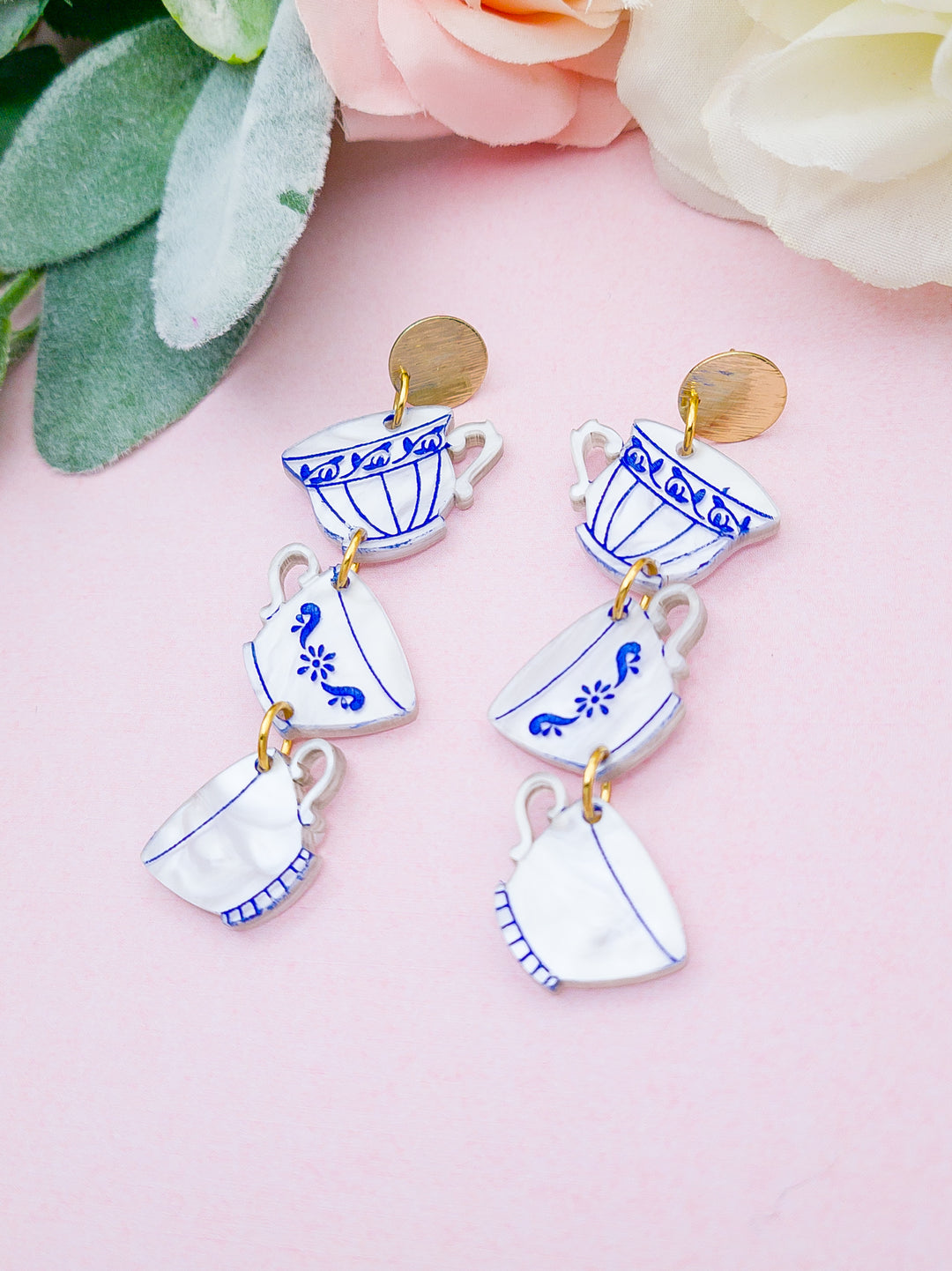 Stacked Teacup Earrings