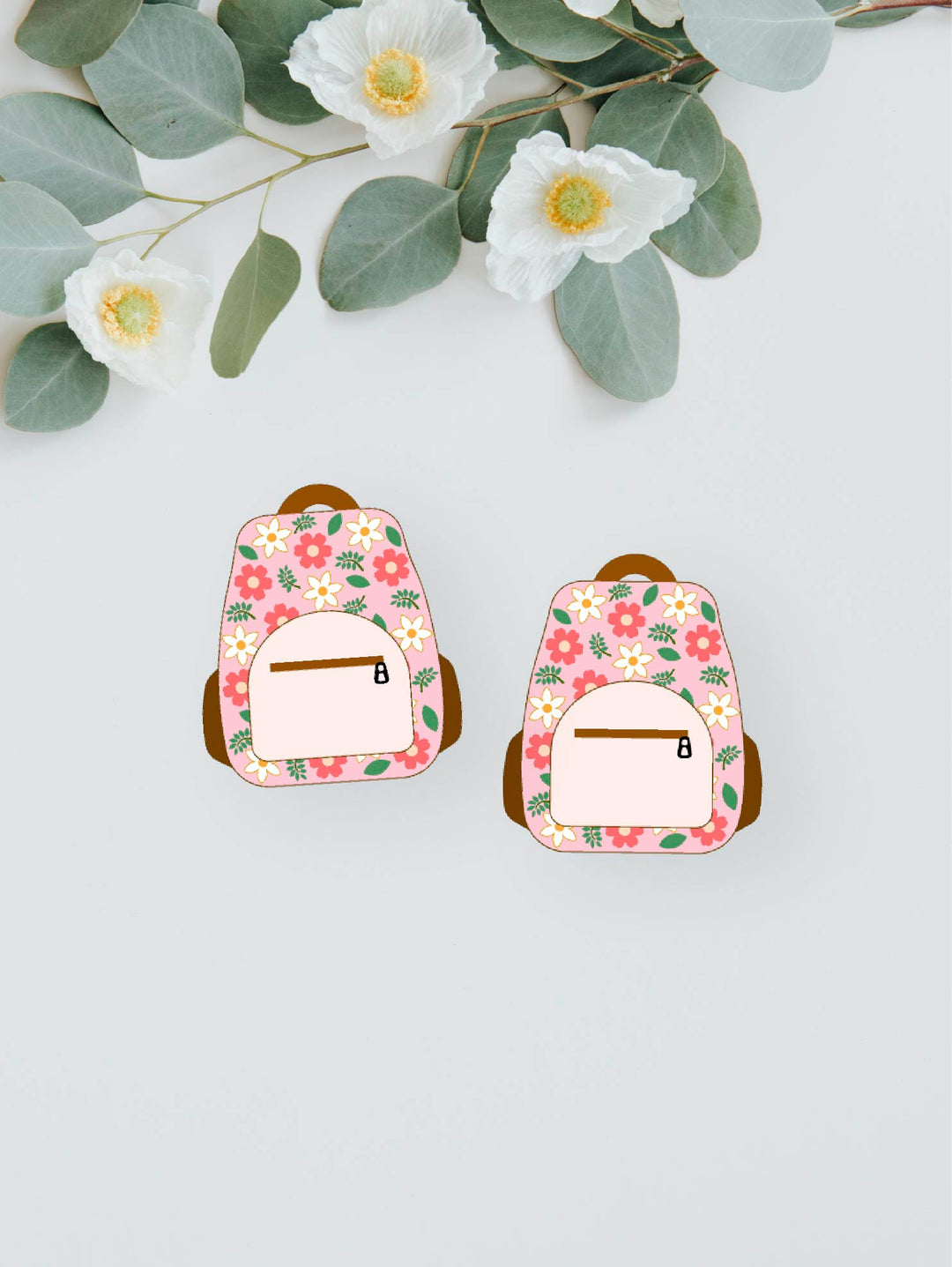 Floral Backpack Earrings- Digital Cut File