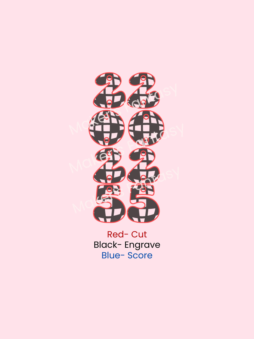 New Year Disco Number Earrings- Digital Cut File