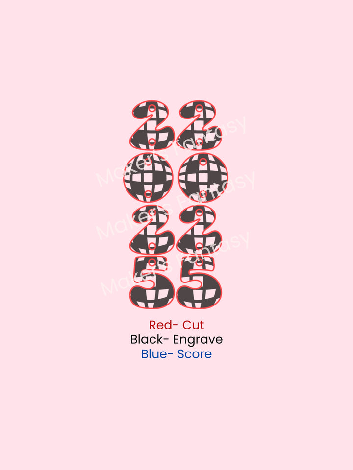 New Year Disco Number Earrings- Digital Cut File