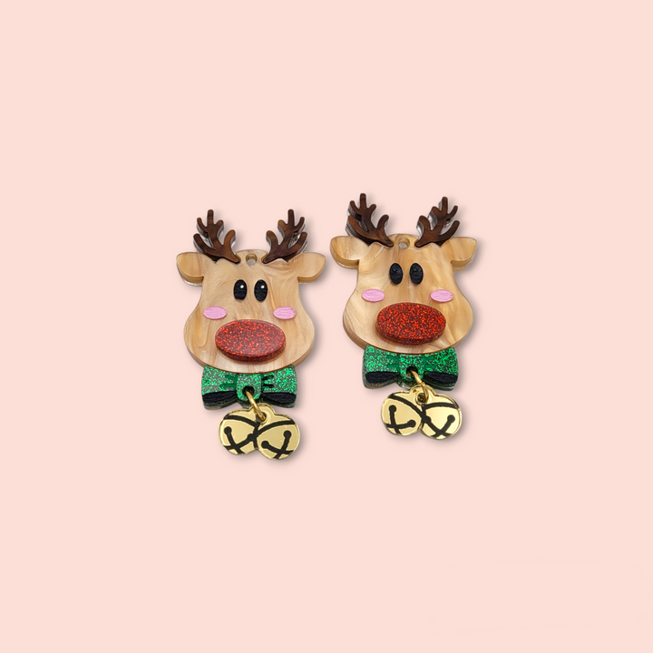 Reindeer With Bells Earrings- Digital Cut File