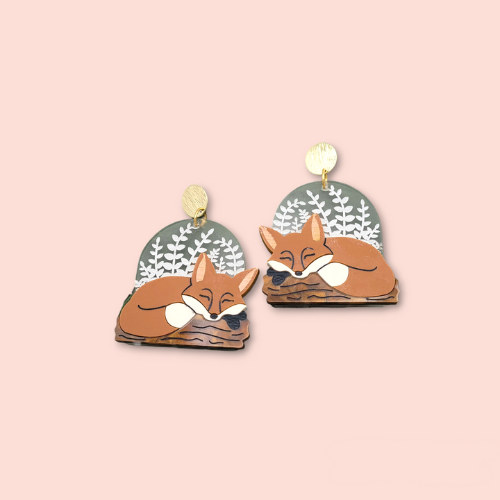 Sleeping Fox Earrings- Digital Cut File