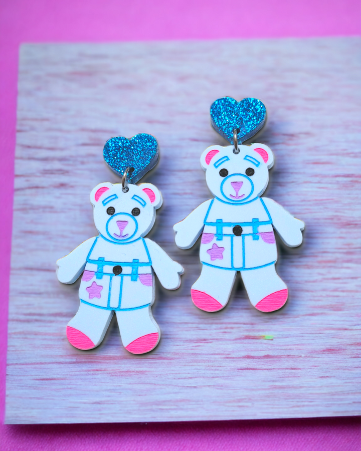 90s Stuffed Bear Earrings- Digital Cut File