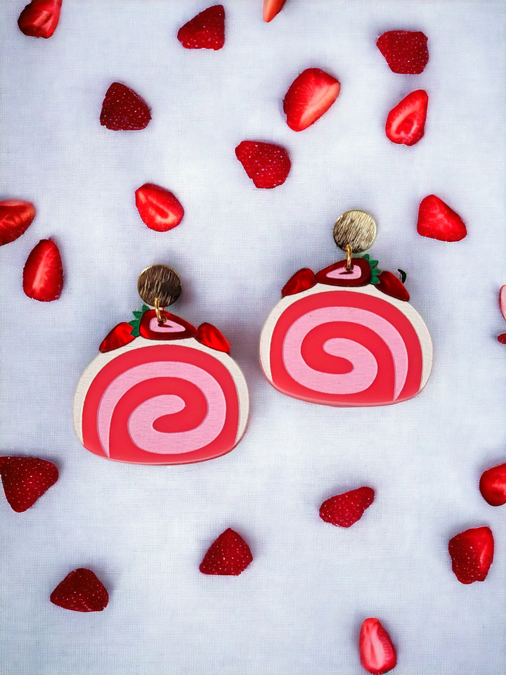 Strawberry Cream Roll Earrings- Digital Cut File