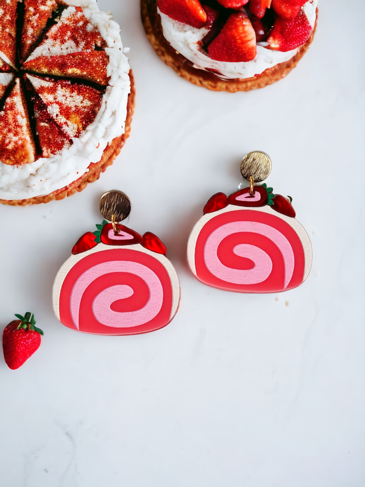 Strawberry Cream Roll Earrings- Digital Cut File