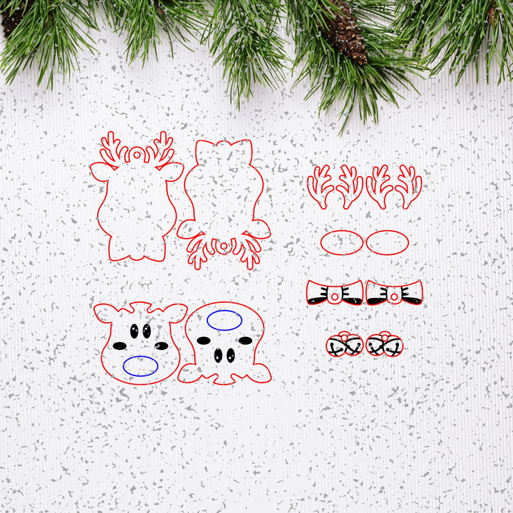 Reindeer With Bells Earrings- Digital Cut File