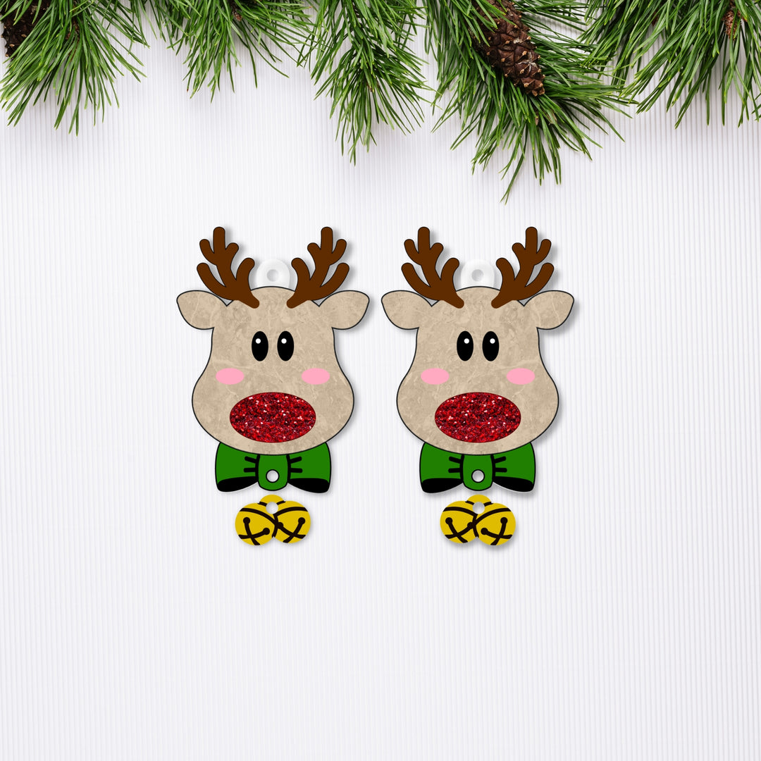 Reindeer With Bells Earrings- Digital Cut File