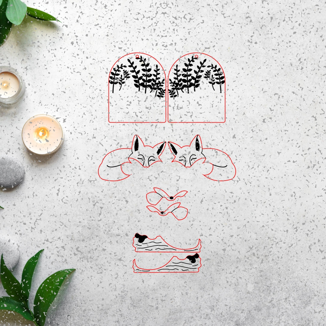 Sleeping Fox Earrings- Digital Cut File
