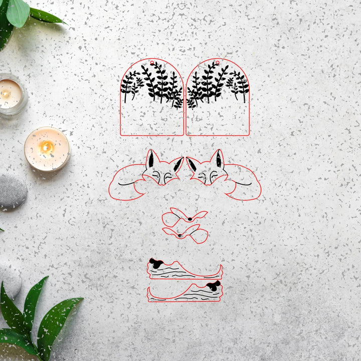 Sleeping Fox Earrings- Digital Cut File