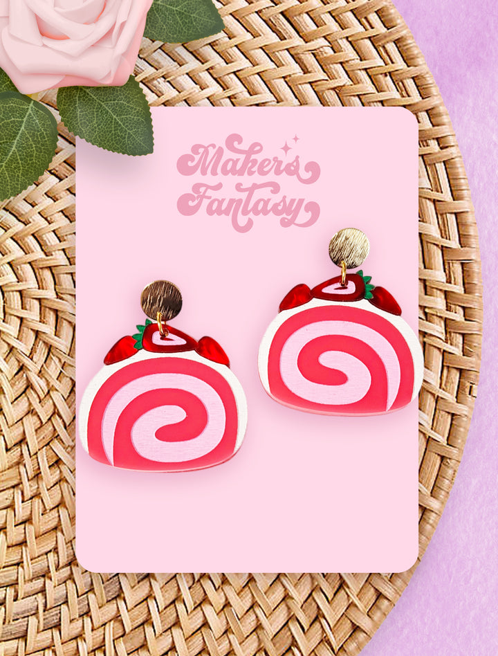 Strawberry Cream Roll Earrings- Digital Cut File