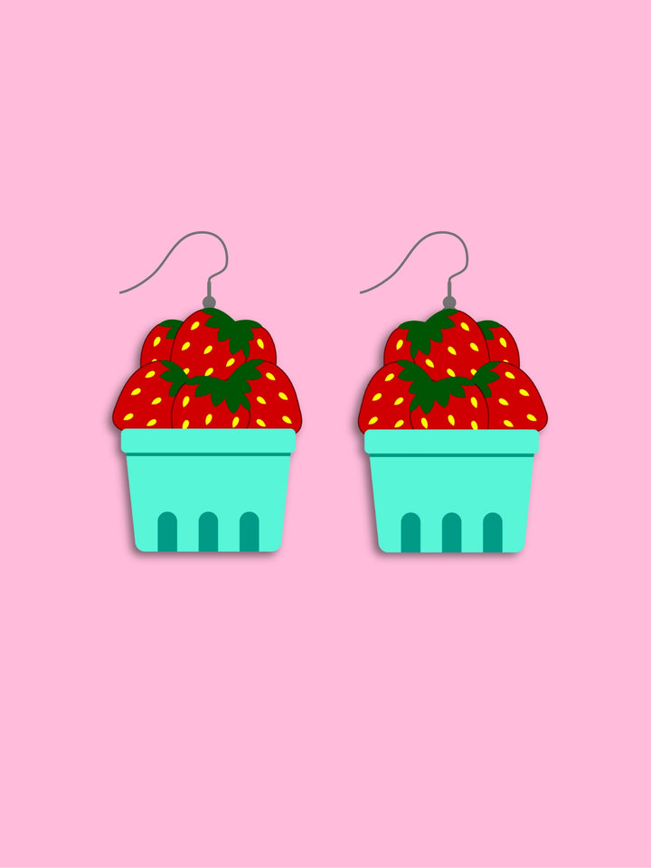 Feb- Strawberry Basket Earrings- FFC