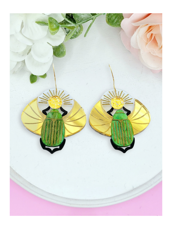 Scarab Beetle Earrings- Digital Cut File