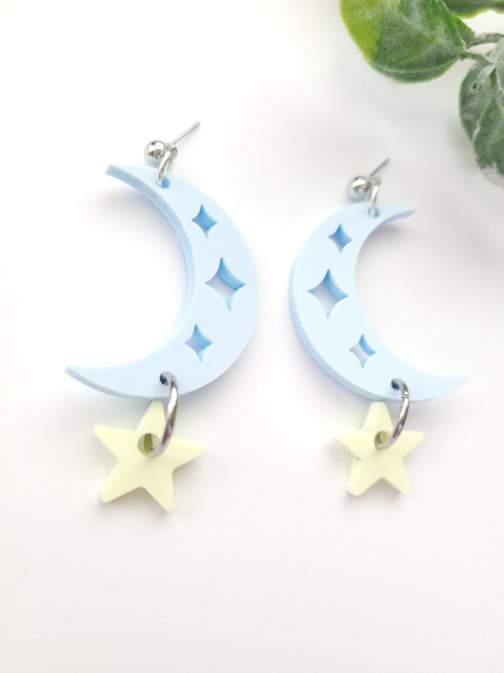 Moon and Star Earrings- Digital Cut File