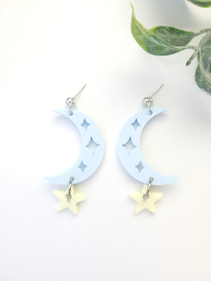 Moon and Star Earrings- Digital Cut File