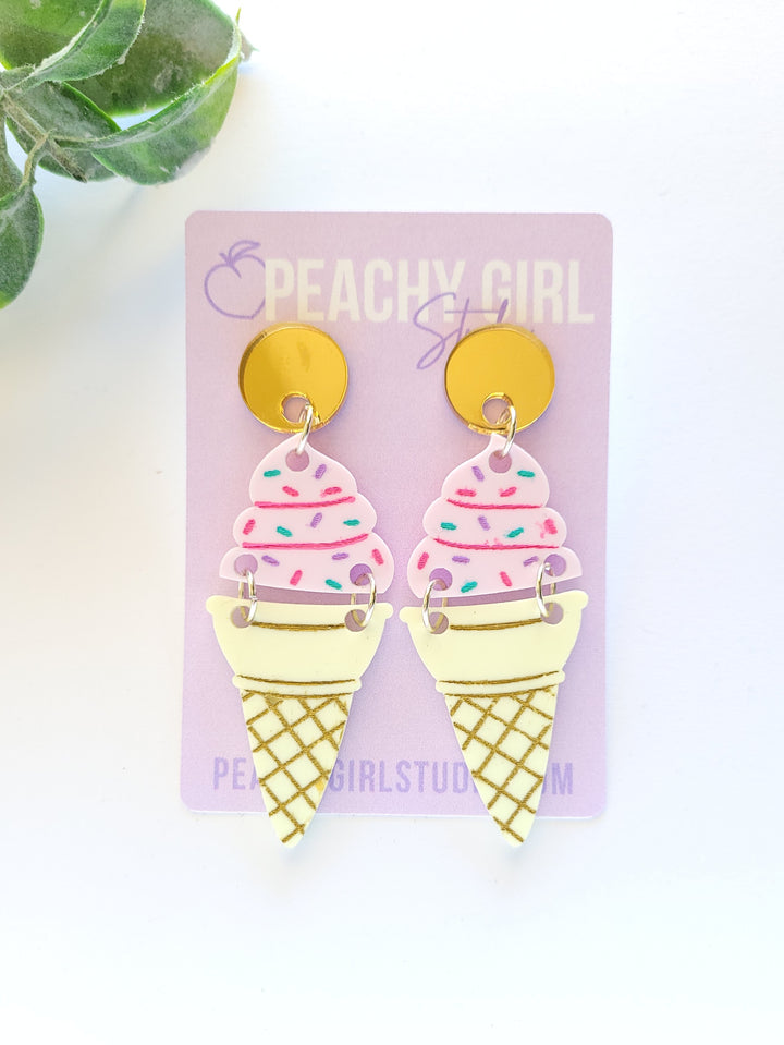 Ice Cream Cone Earrings [Hinged Version]- Digital Cut File